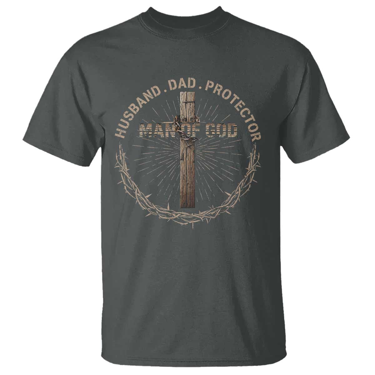 Man Of God Husband Dad Protector T Shirt Christian Dad Vintage Jesus Cross