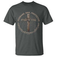 Man Of God Husband Dad Protector T Shirt Christian Dad Vintage Jesus Cross