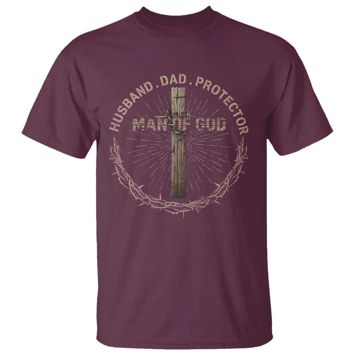 Man Of God Husband Dad Protector T Shirt Christian Dad Vintage Jesus Cross