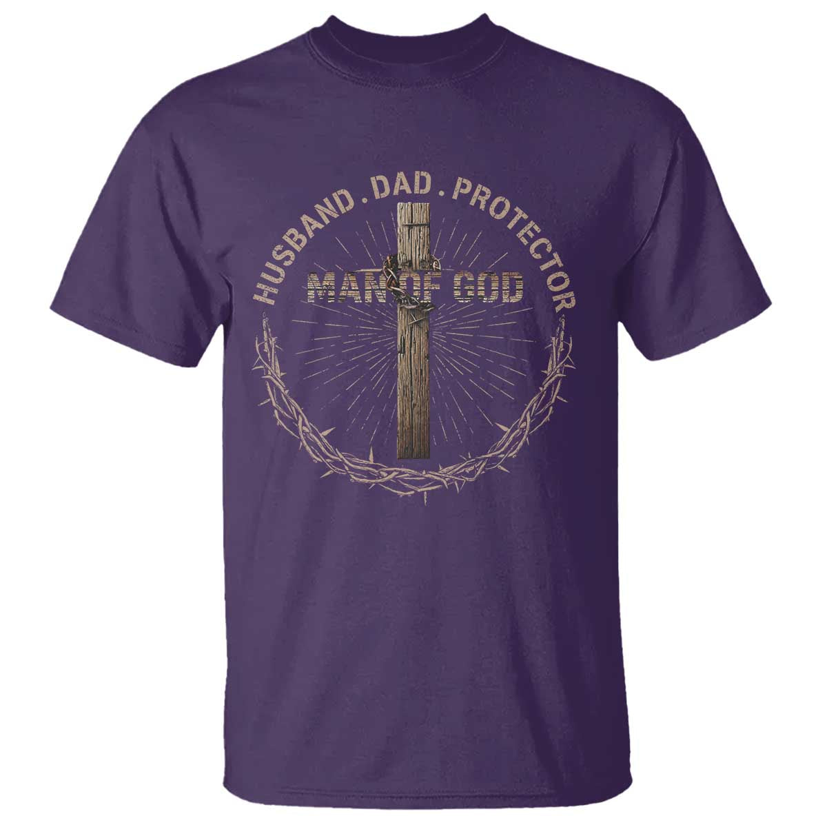 Man Of God Husband Dad Protector T Shirt Christian Dad Vintage Jesus Cross