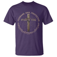 Man Of God Husband Dad Protector T Shirt Christian Dad Vintage Jesus Cross