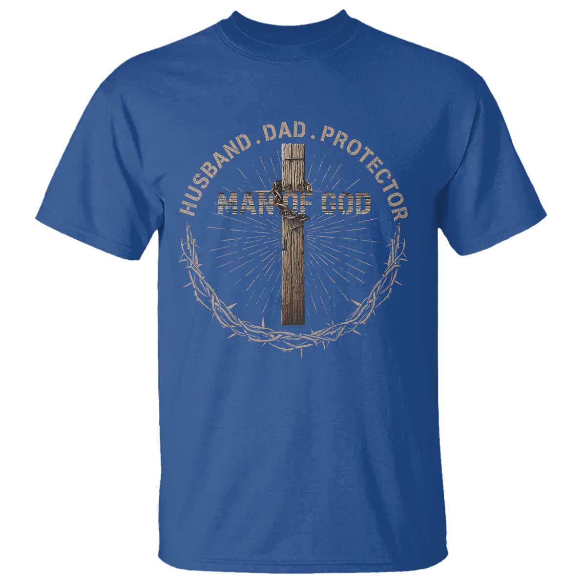Man Of God Husband Dad Protector T Shirt Christian Dad Vintage Jesus Cross