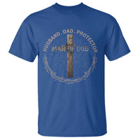 Man Of God Husband Dad Protector T Shirt Christian Dad Vintage Jesus Cross