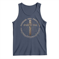Man Of God Husband Dad Protector Tank Top Christian Dad Vintage Jesus Cross
