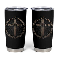 Man Of God Husband Dad Protector Tumbler Cup Christian Dad Vintage Jesus Cross