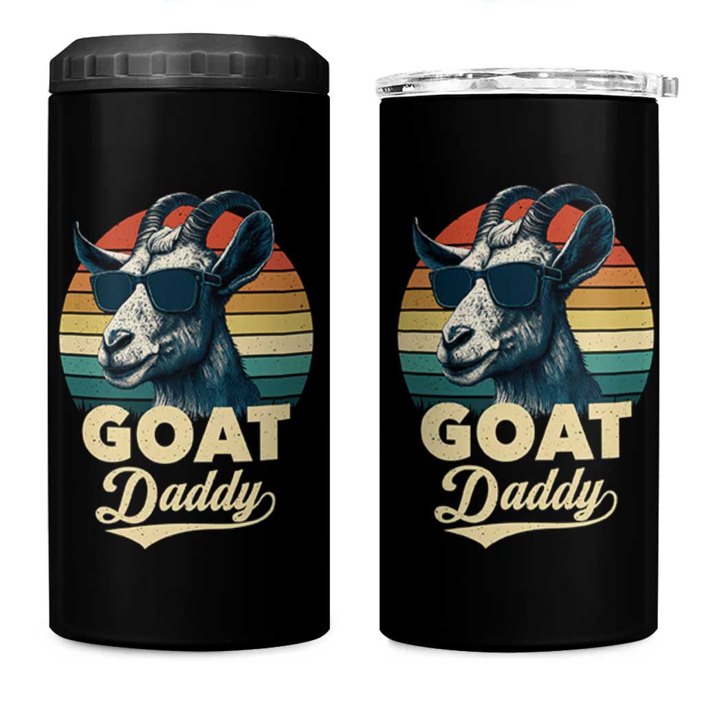 Goat Daddy 4 in 1 Can Cooler Tumbler Funny Goat Father Retro Vintage