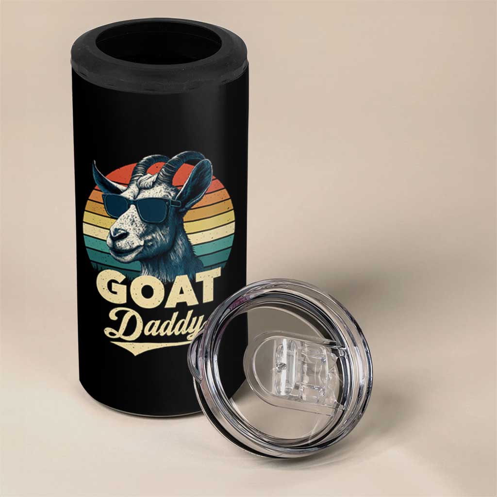 Goat Daddy 4 in 1 Can Cooler Tumbler Funny Goat Father Retro Vintage