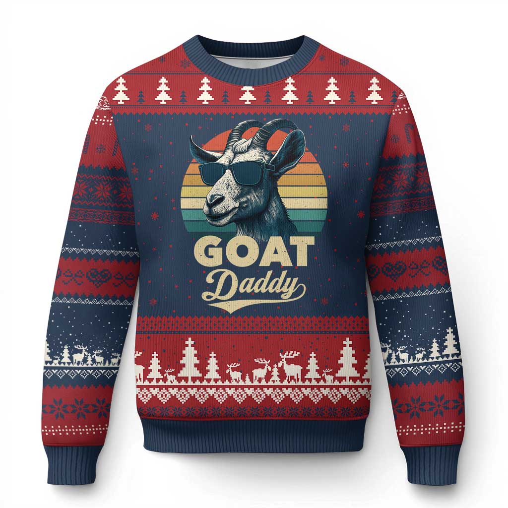 Goat Daddy Ugly Christmas Sweater Funny Goat Father Retro Vintage