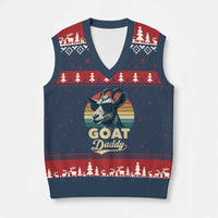 Goat Daddy V-Neck Knit Sweater Vest Funny Goat Father Retro Vintage