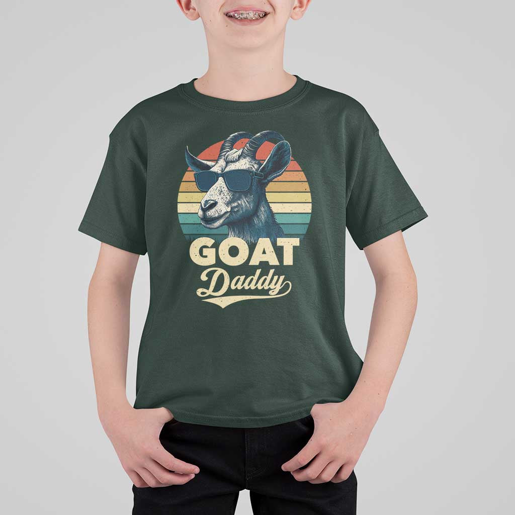 Goat Daddy T Shirt For Kid Funny Goat Father Retro Vintage