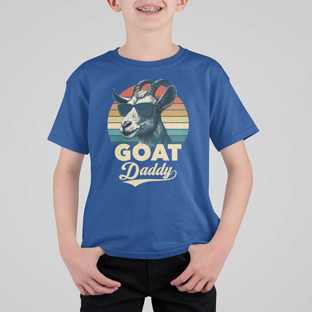 Goat Daddy T Shirt For Kid Funny Goat Father Retro Vintage