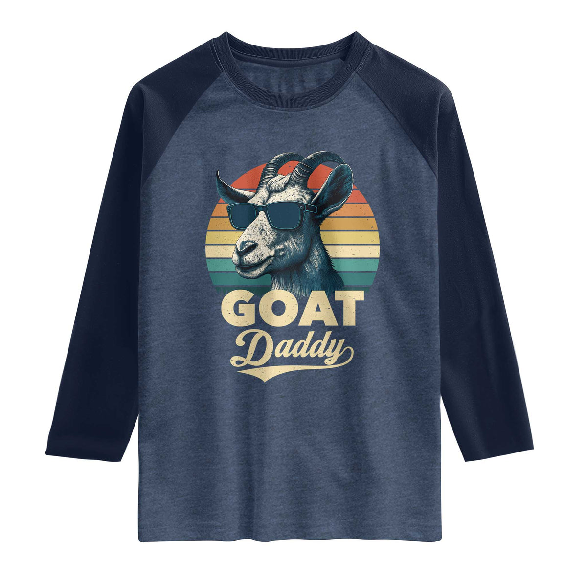Goat Daddy Raglan Shirt Funny Goat Father Retro Vintage
