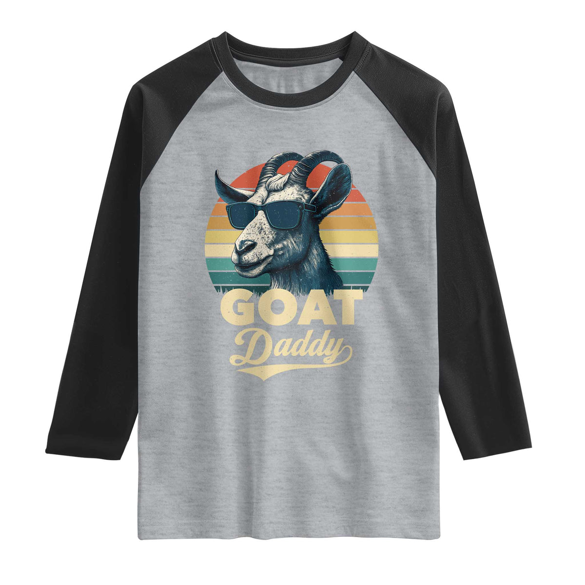 Goat Daddy Raglan Shirt Funny Goat Father Retro Vintage