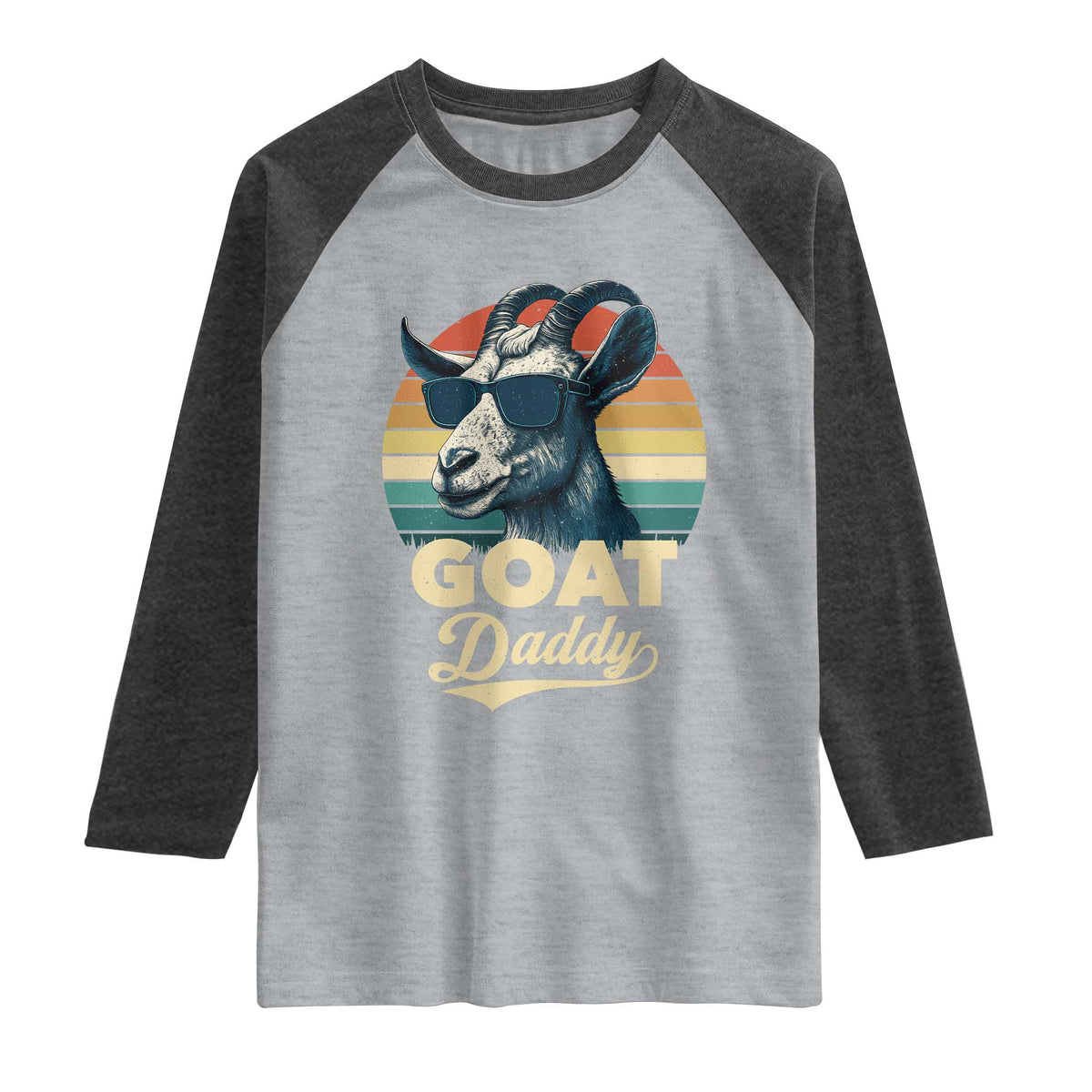 Goat Daddy Raglan Shirt Funny Goat Father Retro Vintage