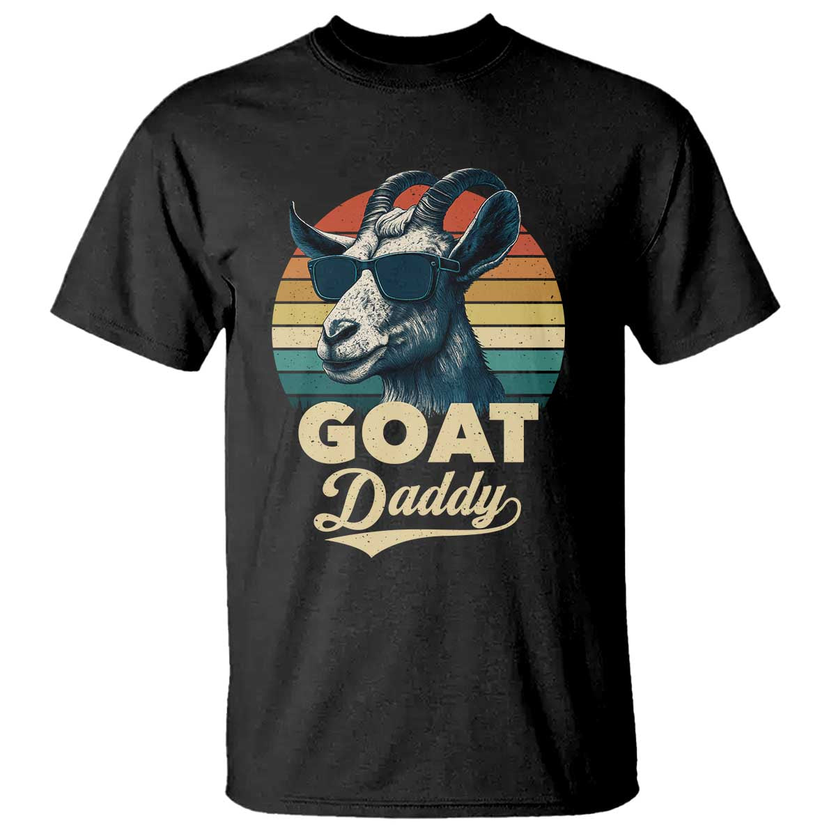 Goat Daddy T Shirt Funny Goat Father Retro Vintage