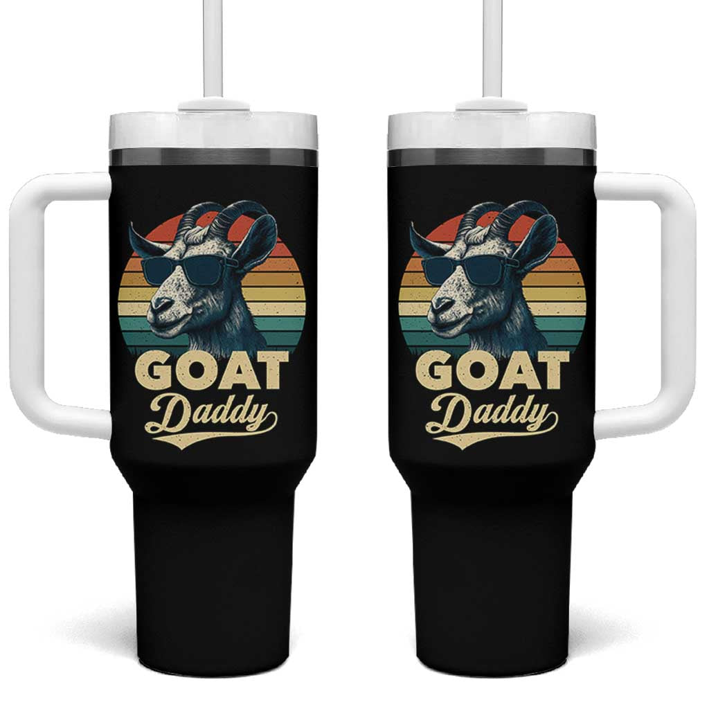 Goat Daddy Tumbler With Handle Funny Goat Father Retro Vintage