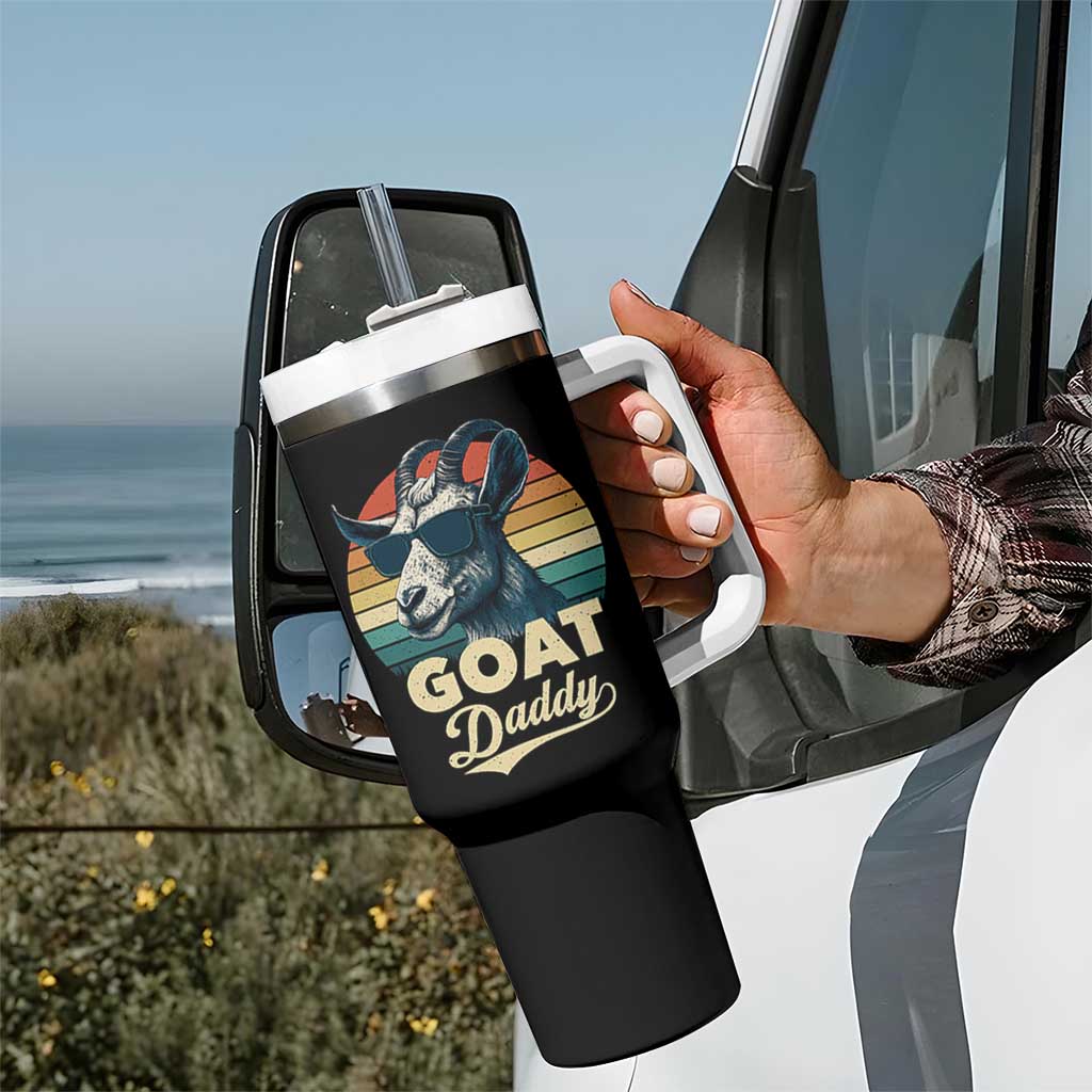 Goat Daddy Tumbler With Handle Funny Goat Father Retro Vintage