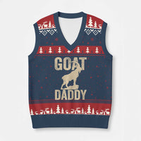 Goat Daddy V-Neck Knit Sweater Vest Funny Goat Father Vintage