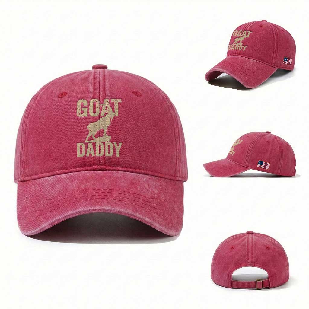 Goat Daddy Washed Cotton Baseball Cap Funny Goat Father Vintage