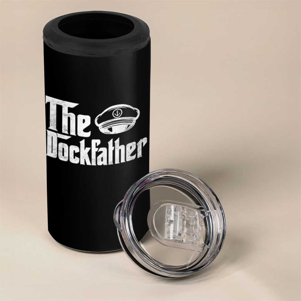 The Dockfather 4 in 1 Can Cooler Tumbler Funny Boat Captain Dad Boating Humor Father's Day