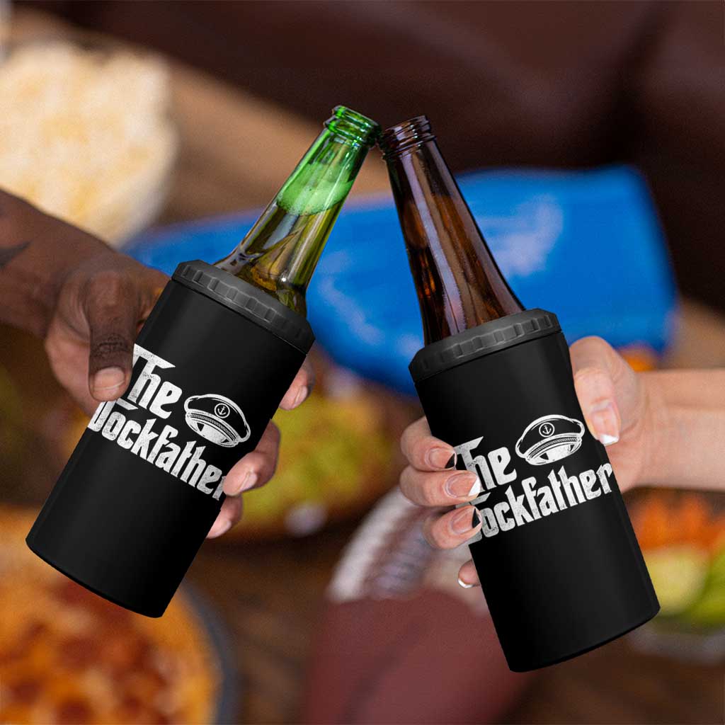 The Dockfather 4 in 1 Can Cooler Tumbler Funny Boat Captain Dad Boating Humor Father's Day