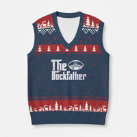 The Dockfather V-Neck Knit Sweater Vest Funny Boat Captain Dad Boating Humor Father's Day