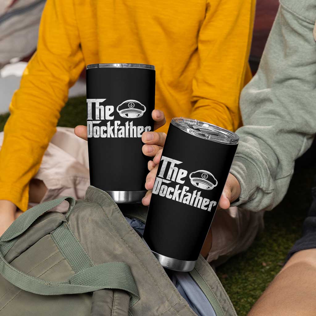 The Dockfather Tumbler Cup Funny Boat Captain Dad Boating Humor Father's Day