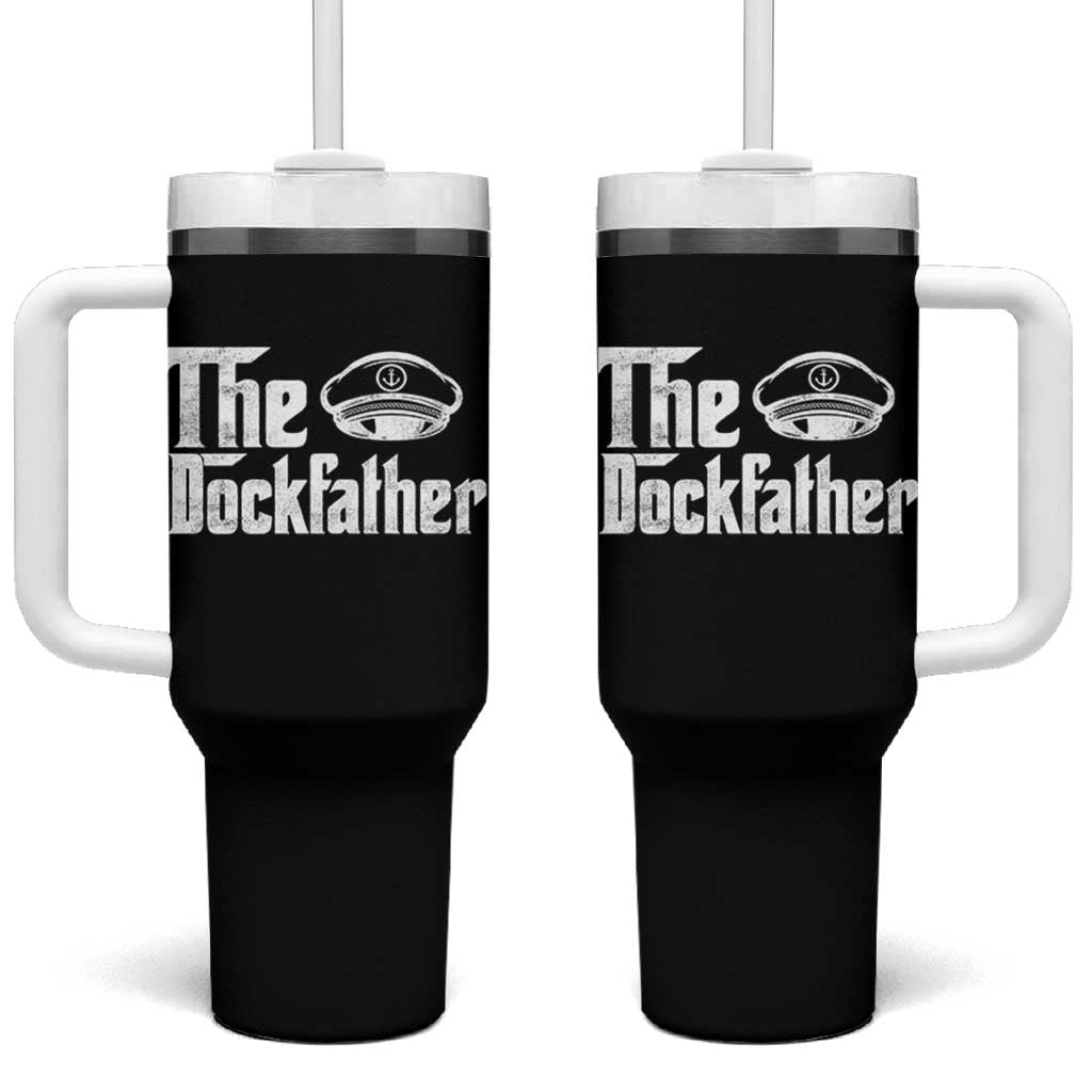 The Dockfather Tumbler With Handle Funny Boat Captain Dad Boating Humor Father's Day