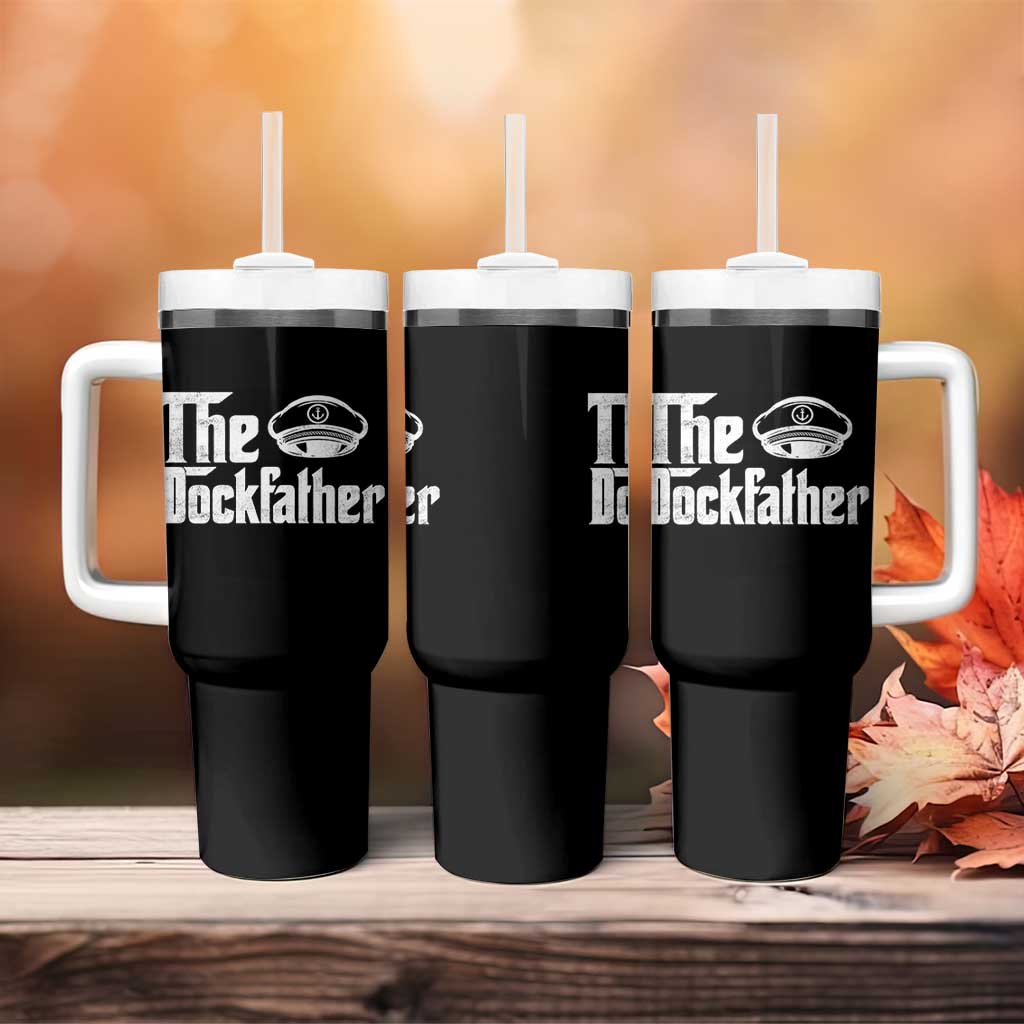 The Dockfather Tumbler With Handle Funny Boat Captain Dad Boating Humor Father's Day