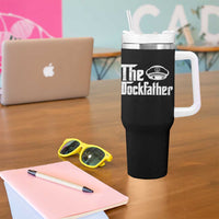The Dockfather Tumbler With Handle Funny Boat Captain Dad Boating Humor Father's Day