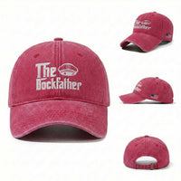 The Dockfather Washed Cotton Baseball Cap Funny Boat Captain Dad Boating Humor Father's Day