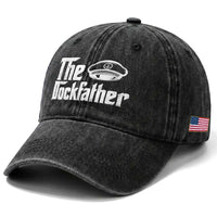 The Dockfather Washed Cotton Baseball Cap Funny Boat Captain Dad Boating Humor Father's Day