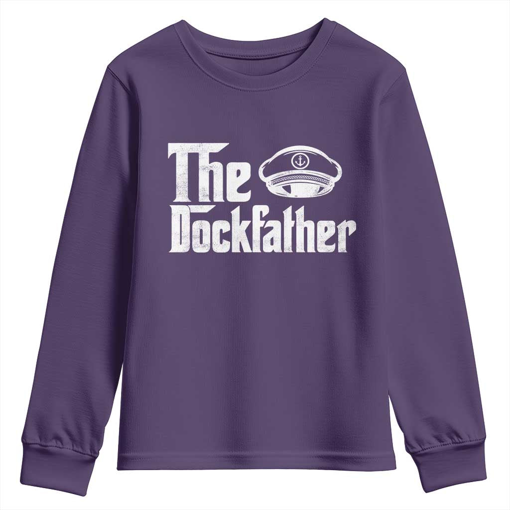 The Dockfather Youth Sweatshirt Funny Boat Captain Dad Boating Humor Father's Day