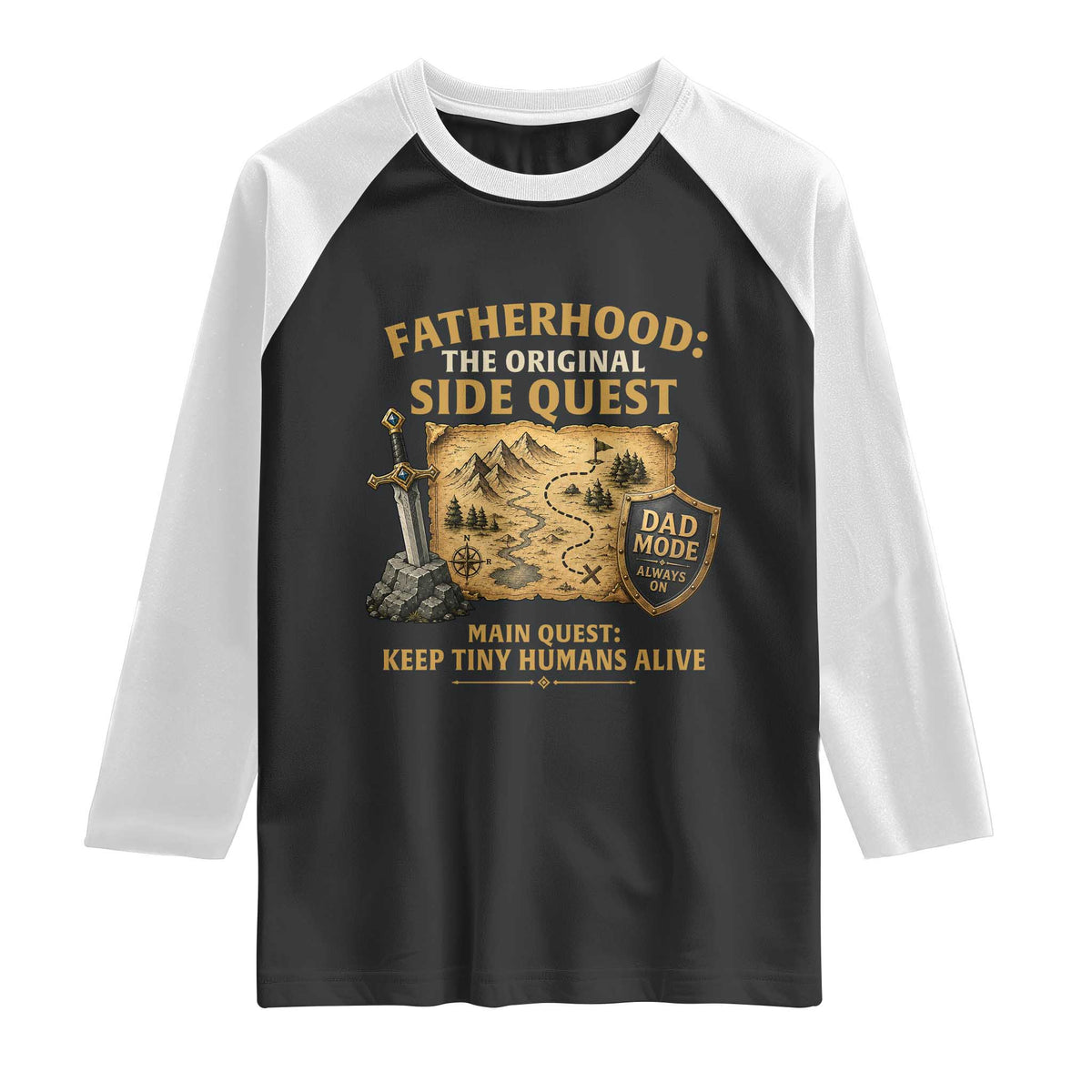 RPG Dad Raglan Shirt Fatherhood The Original Side Quest Dad Mode D20 Tabletop Games