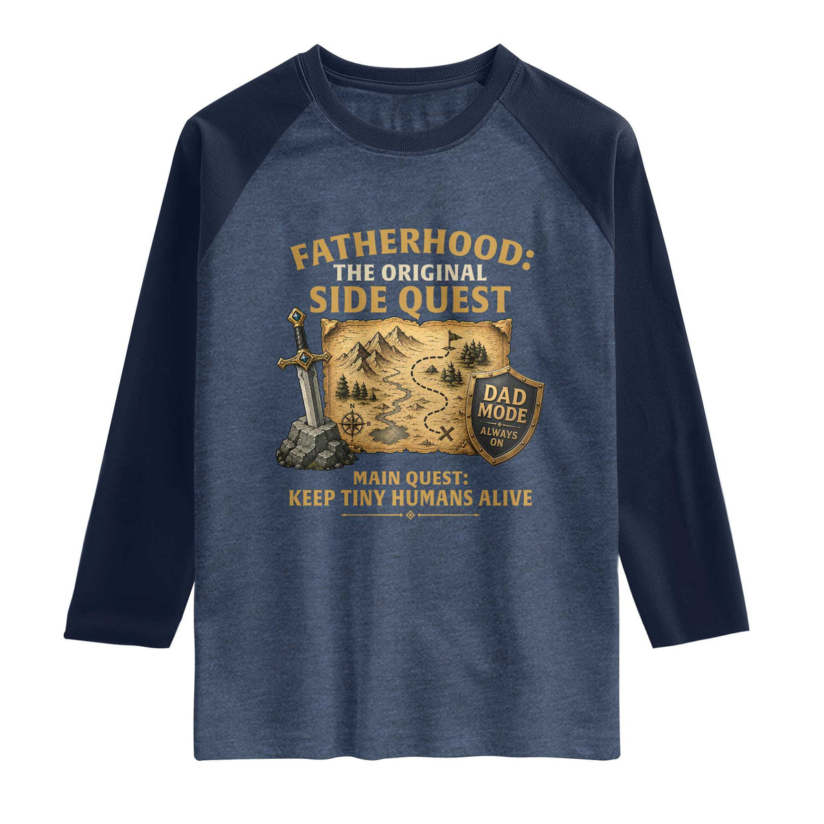 RPG Dad Raglan Shirt Fatherhood The Original Side Quest Dad Mode D20 Tabletop Games