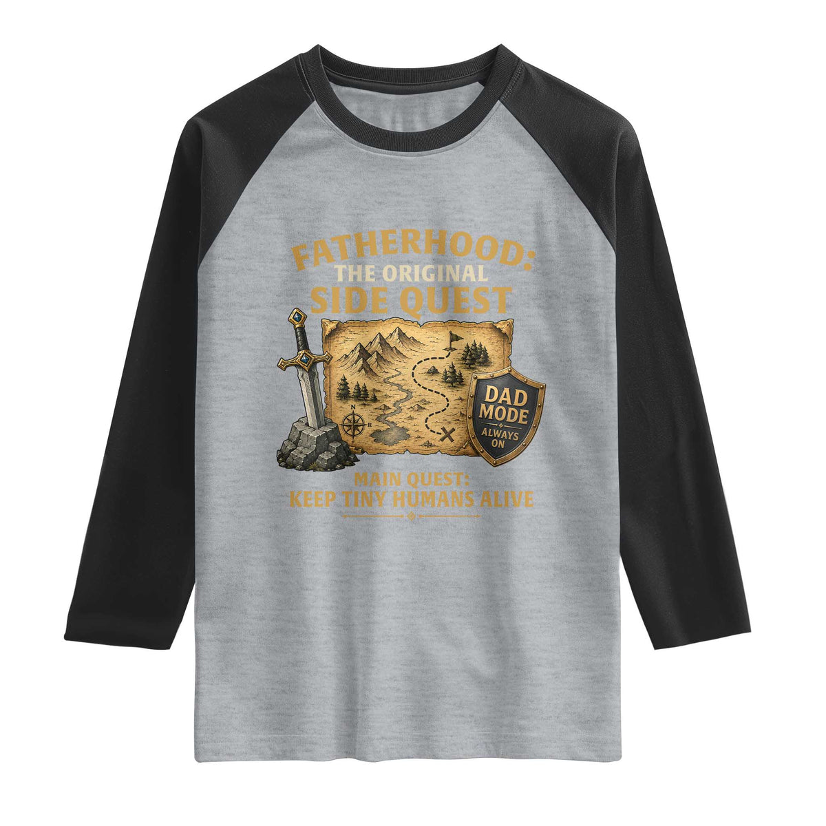 RPG Dad Raglan Shirt Fatherhood The Original Side Quest Dad Mode D20 Tabletop Games