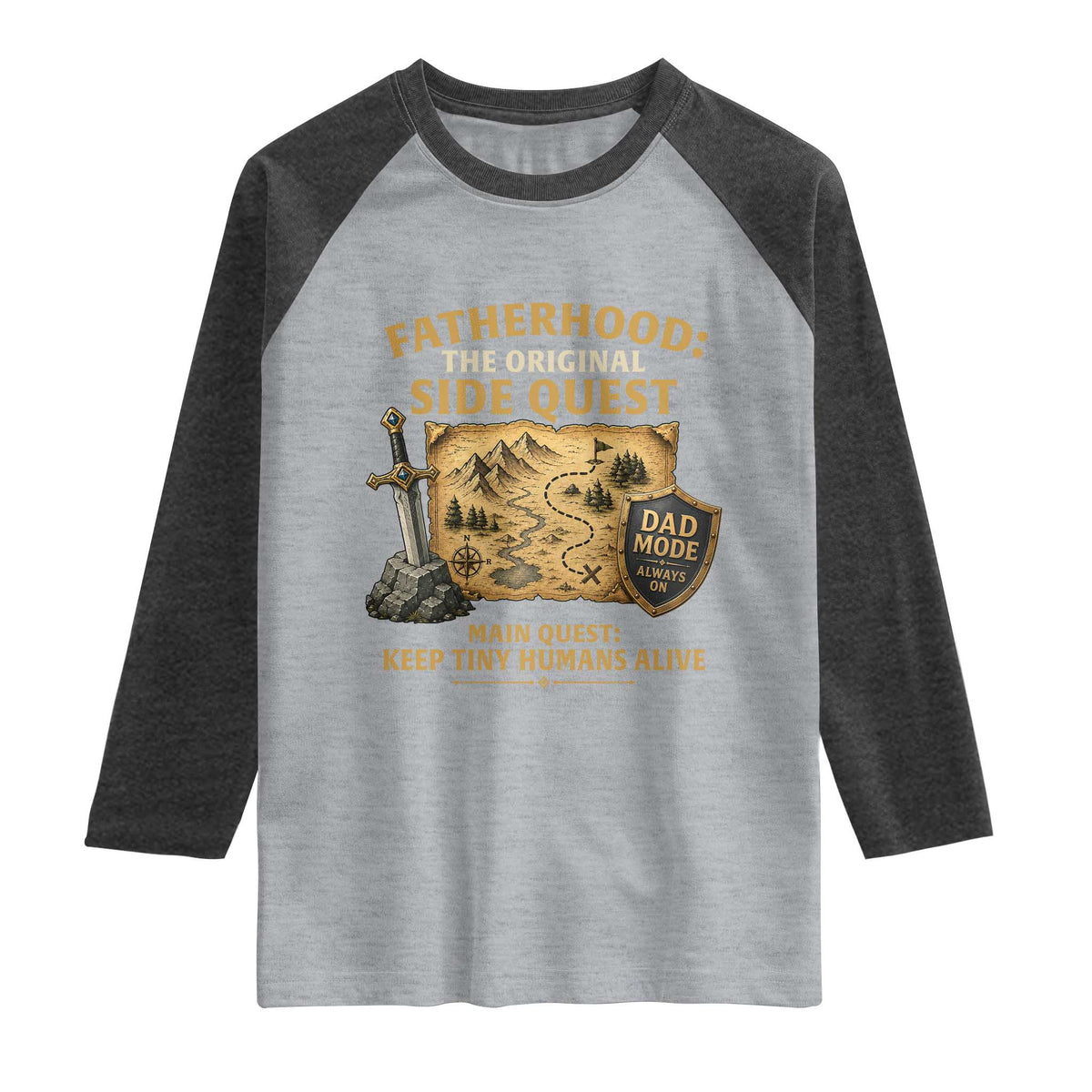 RPG Dad Raglan Shirt Fatherhood The Original Side Quest Dad Mode D20 Tabletop Games