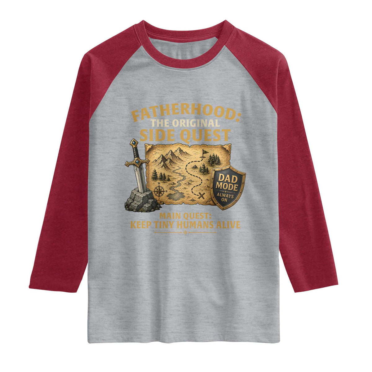 RPG Dad Raglan Shirt Fatherhood The Original Side Quest Dad Mode D20 Tabletop Games
