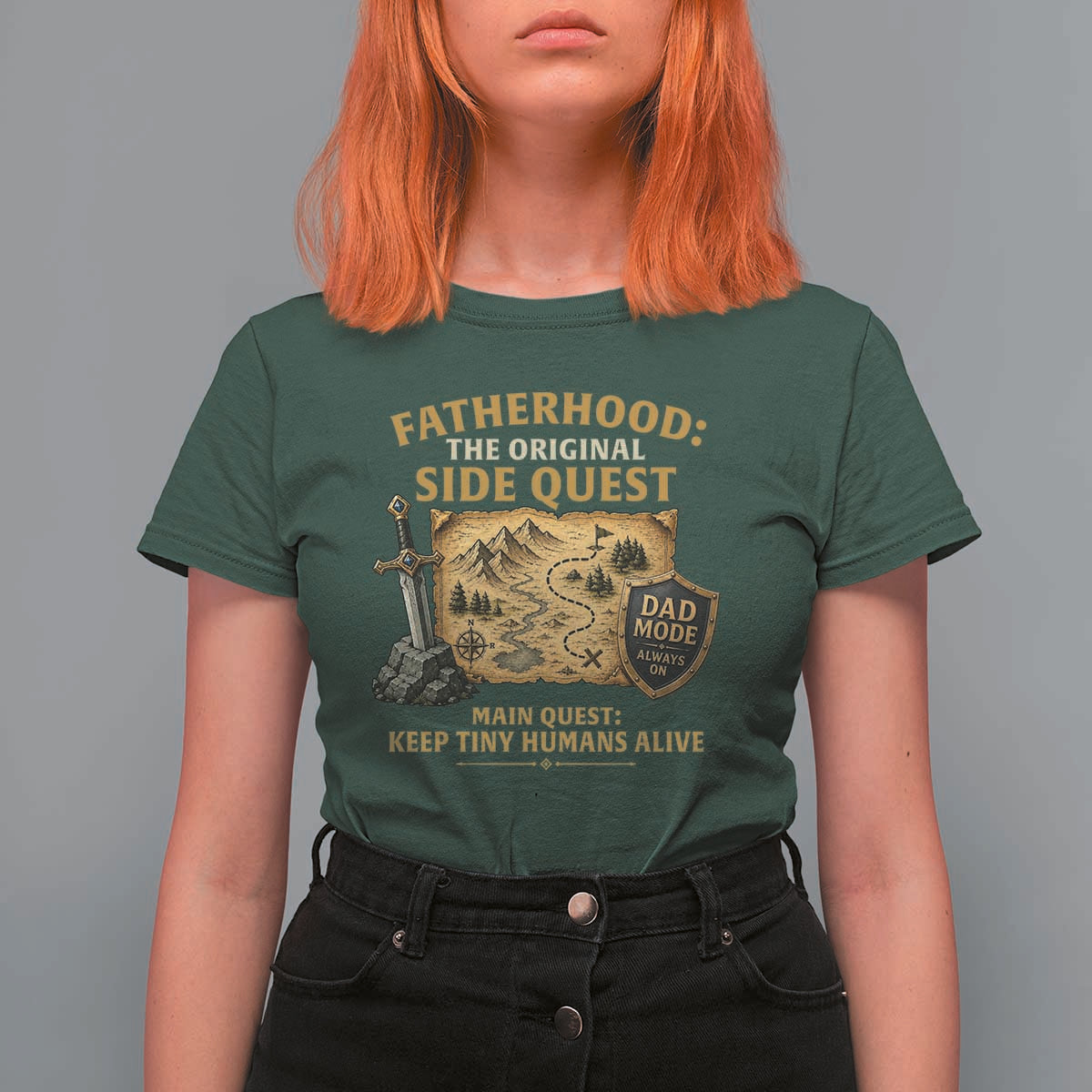 RPG Dad T Shirt For Women Fatherhood The Original Side Quest Dad Mode D20 Tabletop Games