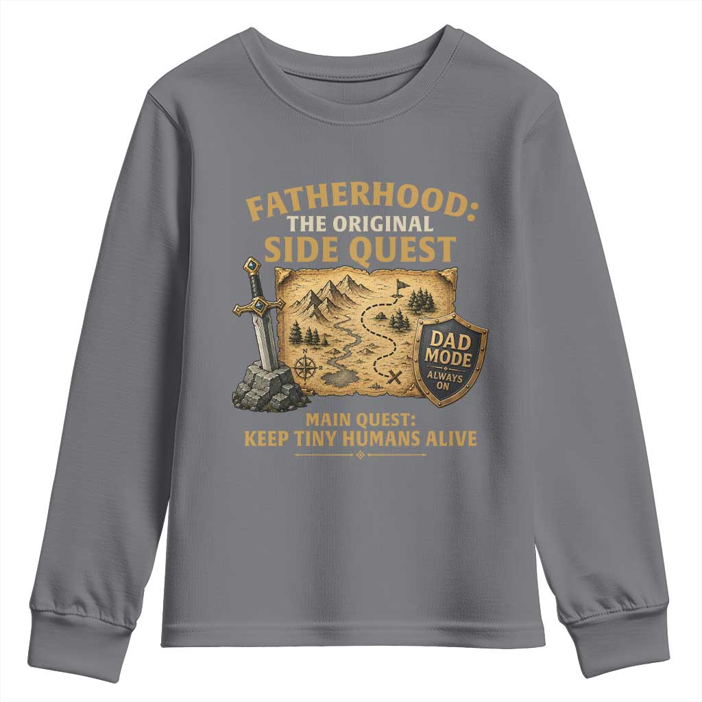 RPG Dad Youth Sweatshirt Fatherhood The Original Side Quest Dad Mode D20 Tabletop Games