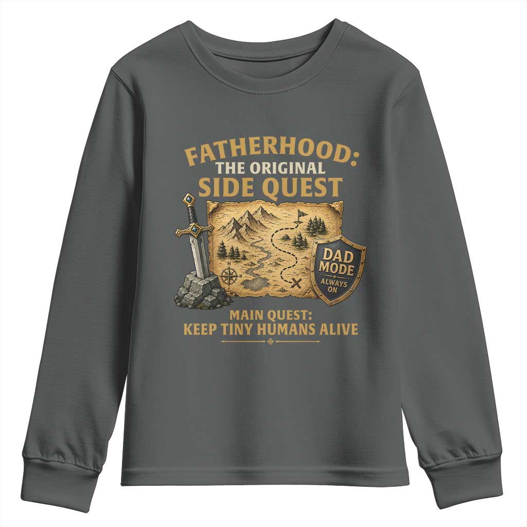 RPG Dad Youth Sweatshirt Fatherhood The Original Side Quest Dad Mode D20 Tabletop Games