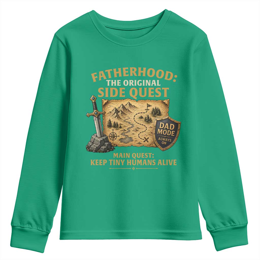 RPG Dad Youth Sweatshirt Fatherhood The Original Side Quest Dad Mode D20 Tabletop Games