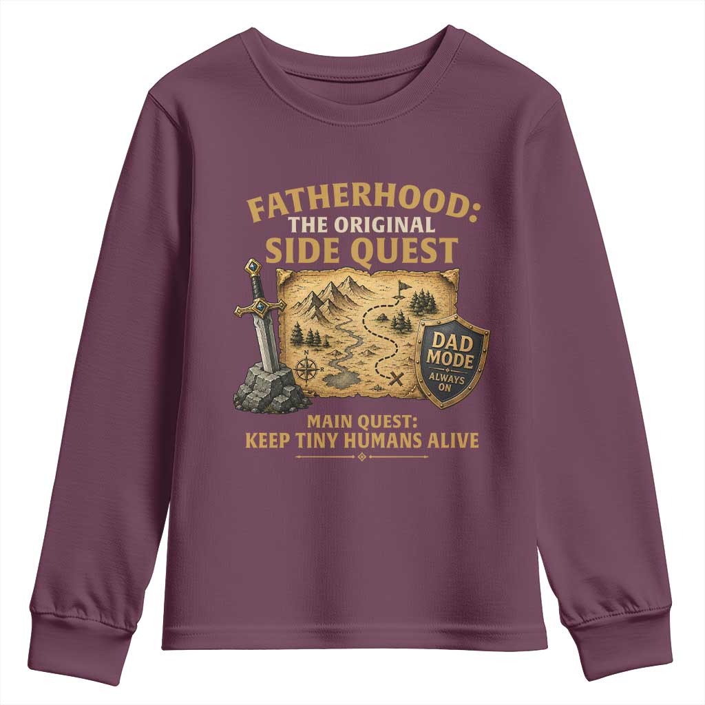 RPG Dad Youth Sweatshirt Fatherhood The Original Side Quest Dad Mode D20 Tabletop Games