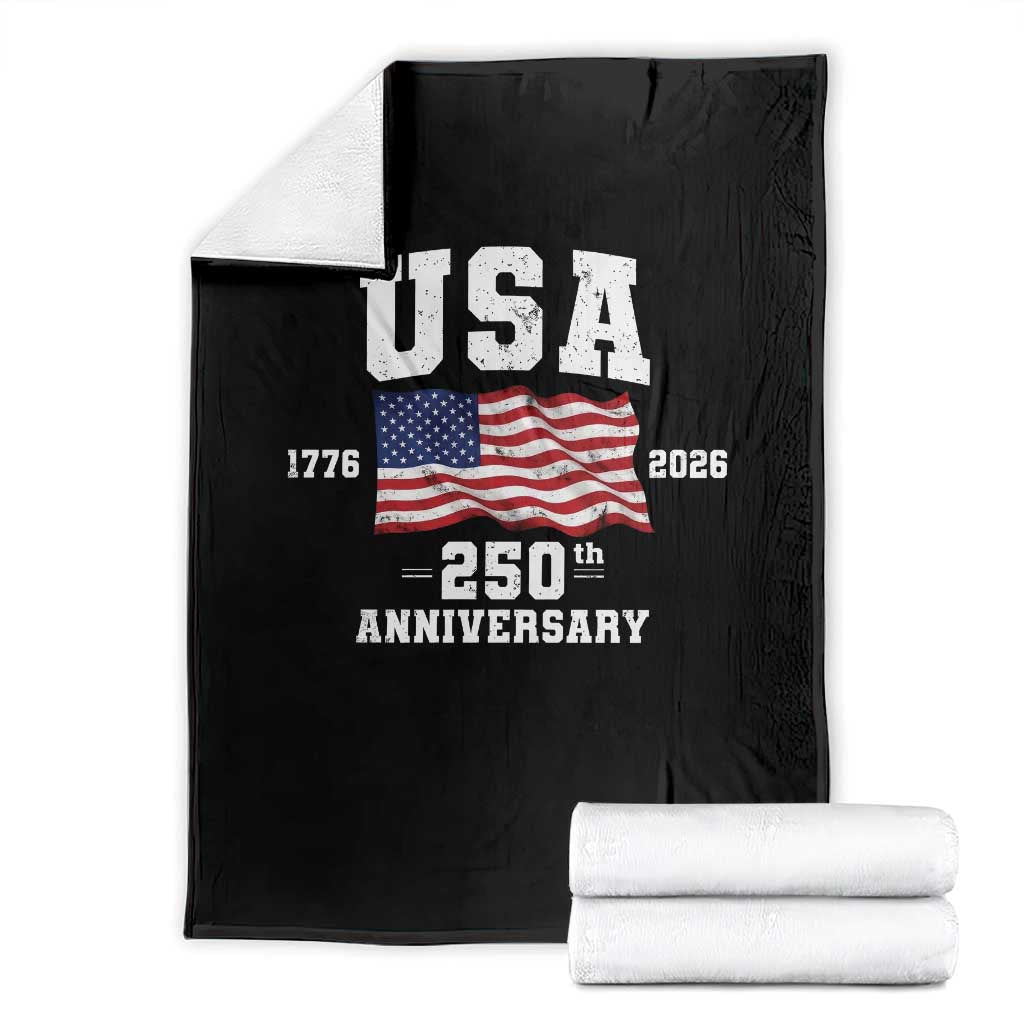 250th Anniversary USA 4th of July America US Flag Patriotic Throw Blanket