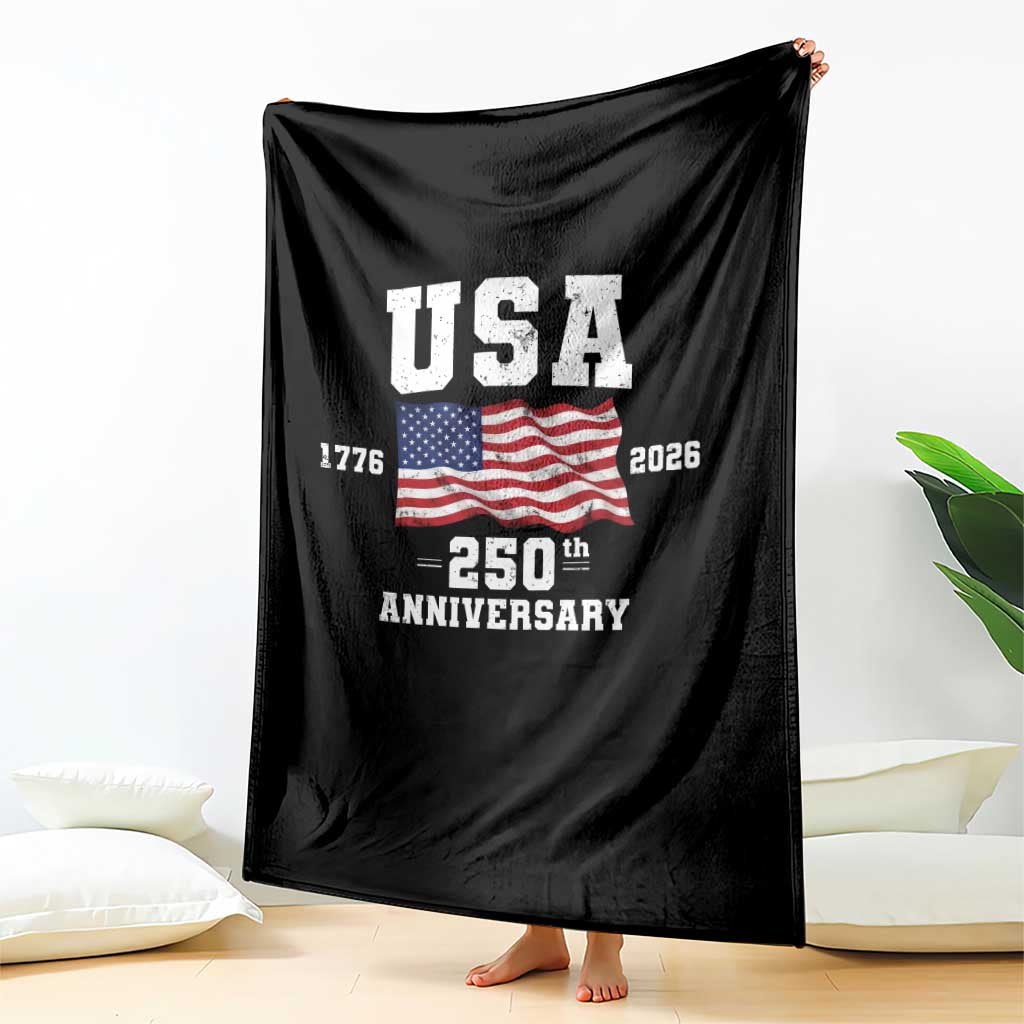 250th Anniversary USA 4th of July America US Flag Patriotic Throw Blanket