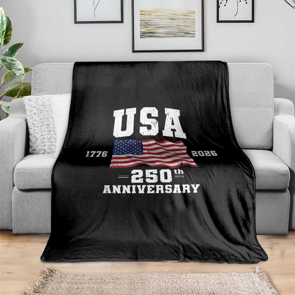 250th Anniversary USA 4th of July America US Flag Patriotic Throw Blanket