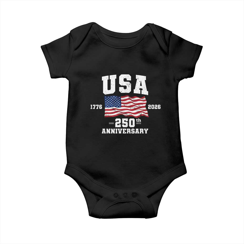 250th Anniversary USA 4th of July America US Flag Patriotic Baby Onesie