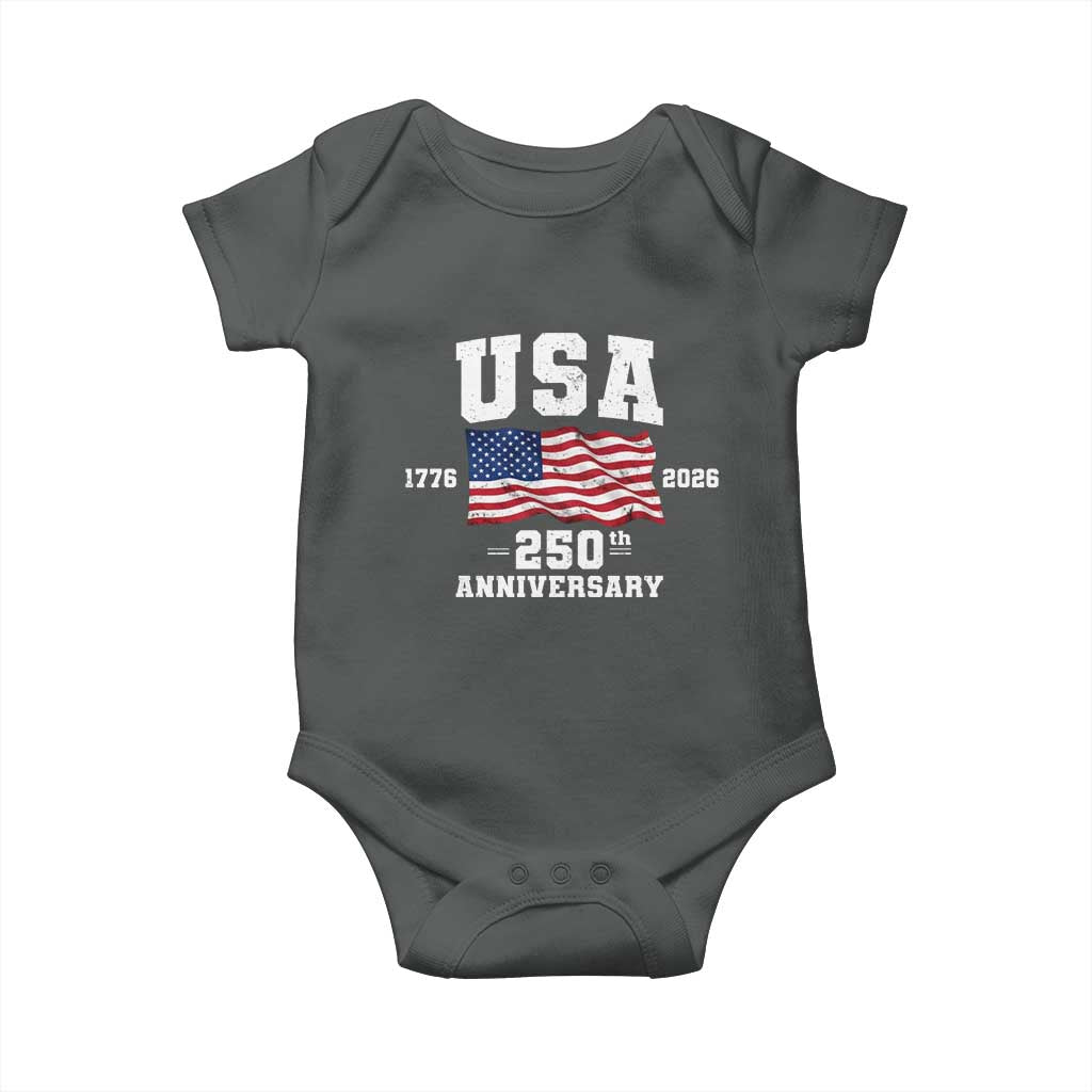 250th Anniversary USA 4th of July America US Flag Patriotic Baby Onesie