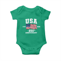 250th Anniversary USA 4th of July America US Flag Patriotic Baby Onesie