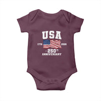 250th Anniversary USA 4th of July America US Flag Patriotic Baby Onesie